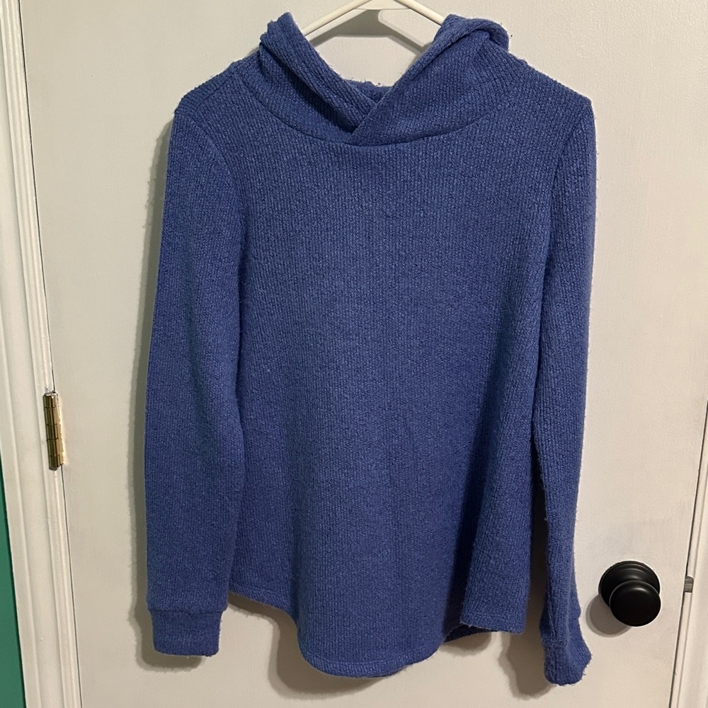 0026 LOFT Blue purple hooded Neck Sweater womens size small‎